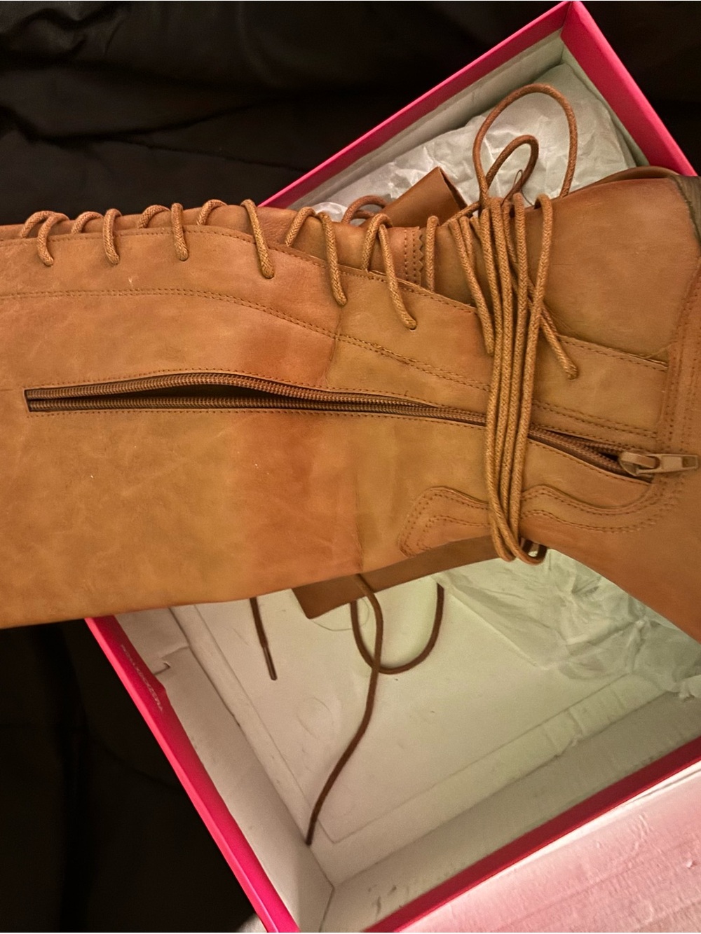 Women’s Lace-Up Mid-Calf Boot in Tan